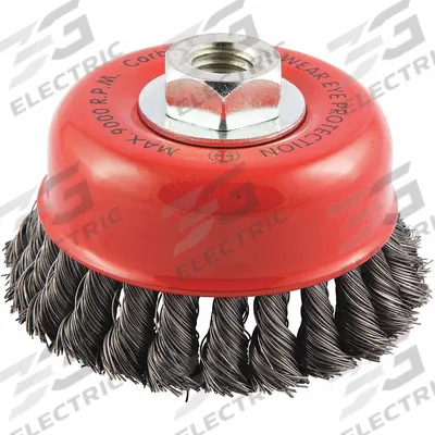 APPROVED VENDOR Cup Brush: Twisted Steel, 4 in Dia, 0.014 in Fill Dia - Heavy-Cleaning Brushes for Contoured Carbon Steel Surfaces