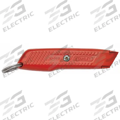 STANLEY Safety Knife: 6 in Overall Lg, Textured, 1 1/4 in Overall Wd, Metal, Orange - Automatic Retracting Utility Knives