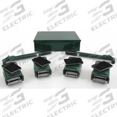 HILMAN ROLLERS Machine Roller Kit: 16,000 lb, 3 15/16 in Deck Ht, 4 in L x 2 1/2 in W, (4) Rollers (MPN KRS-8-4S). Key specifications — Top Plate Surface: Rubber Padded; Includes: (2) Handles; Brand: HILMAN ROLLERS; Color: Silver.