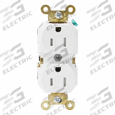 LEVITON Plugs and Receptacles: Duplex, 5-15, White, 125V AC, 15 A, 2 Pole / 3 Wire (MPN 5262-SGW) - General Purpose Receptacles