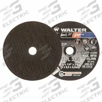 WALTER Abrasive Cut-Off Wheel: Type 1, 3" x 1/8" x 3/8", Aluminum Oxide, 24 Grit, ZIP (MPN 11L333). Key specifications — Series: ZIP; Brand: WALTER SURFACE TECHNOLOGIES.