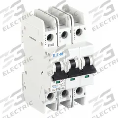 EATON IEC Miniature Circuit Breaker: 15 A Amps, 48/96V DC, 14kA at 277/480V AC, Screw Clamp, C (MPN FAZ-C15/3-NA). Key specifications — DC Voltage Rating: 48/96V DC; Max. AIR Rating: 14kA at 277/480V AC; Terminal Connection: Screw Clamp; Brand: EATON.