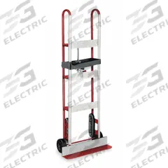 DAYTON Appliance Hand Truck: 700 lb, Vertical Dual-Loop, Red, 6 in Wheel Dia., Tread on Core, Rubber (MPN 3W042). Key specifications — Color: Red; Strap Tightening Type: Ratchet; Brand: DAYTON.