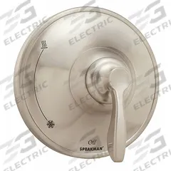 SPEAKMAN Bathtub and Shower Valve Trim Kit: Compatible Product Type CPV-PB Speakman Shower Valves (MPN CPT-10000-P-BN). Key specifications — Compatible Product Type: CPV-PB Speakman Shower Valves; Brand: SPEAKMAN; Trim Plate Material: Plastic; Product Type: Bathtub and Shower Valve Trim Kit; Trim Plate Shape: Circle; Handle Material: Zinc; Trim Finish/Color: Nickel.