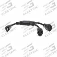 EATON TRIPP LITE Power Cord: 1 ft Lg, 3/16, 5-15P Plug, (2) 5-15R Receptacle, SJT, PVC, 13 A Current (MPN P022-001-13A-2). Key specifications — Brand: EATON TRIPP LITE; Jacket Material: PVC.
