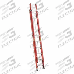 WERNER Extension Ladder: 20 ft Ladder Size, Fiberglass, 300 lb Load Capacity, 45 lb Wt, 2 Sections (MPN D6220-2). Key specifications — Color: Orange; Brand: WERNER; Included Features: Rope and Pulley; Removable Fly: Removable.