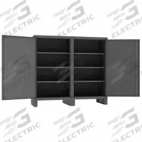 DURHAM MFG Storage Cabinet: 72 in x 24 in x 66 in, 6 Adj Shelves, 2 Doors, Legs, Gray, Assembled (MPN HDDS247266-6S95). Key specifications — Brand: DURHAM MFG; Base Type: Legs; Cabinet Color: Gray; Frame Assembled: Assembled.