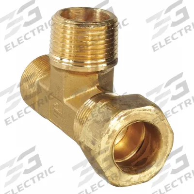 PARKER Compression Tee Fitting: 3/4 in OD x 3/4 in Pipe x 3/4 in OD Fitting Size, Brass - Self-Aligning Brass Compression Fittings
