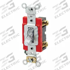 LEVITON Wall Switch: Toggle Switch, Single Pole, Maintained, Clear, 120V AC, 20 A (MPN 1221-LHC). Key specifications — Illuminated: Yes.