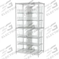 AKRO-MILS Bin Shelving: 36 in x 24 in x 74 in, 1 Sided, 12 Bins, Open, Giant Hopper Bin, Clear (MPN AWS24360288SC). Key specifications — Includes Bins: Yes; Bin Material: Polymer; Frame Color: Silver; Bin HxWxD: (12) 11 in x 16-1/2 in x 23-7/8 in; Frame Material: Steel; Bin Color: Clear; Brand: AKRO-MILS.