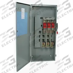 EATON Safety Switch: Fusible, 100 A, Three Phase, 600V AC, Galvanized Steel, Indoor/Outdoor (MPN DH363FRK). Key specifications — Brand: EATON.