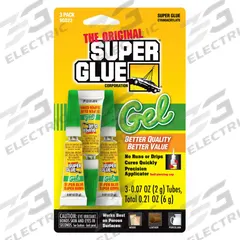 SUPER GLUE Instant Adhesive: Original Gel, Gen Purpose, 0.07 fl oz, Tube, Clear, Gel, 3 PK (MPN SGG23-48). Key specifications — Series: Original Gel; Standards: MIL-A-46050C Type II Class 1; Primary Applications: General Purpose; Materials Bonded: Leather; Brand: SUPER GLUE; Secondary Compatible Materials: Rubber.