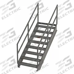 APPROVED VENDOR Portable Stairs: 8.3 ft Overall Ht, Steel, 500 lb Load Capacity, Serrated, 8 Steps (MPN IS63-36). Key specifications — Color: Gray; Brand: APPROVED VENDOR.