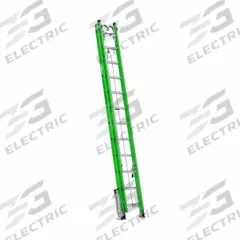 WERNER Extension Ladder: 24 ft Ladder Size, Fiberglass, 375 lb Load Capacity, 56 lb Wt, 2 Sections (MPN B7124-2X9295). Key specifications — attr1049495: Green; attr1049493: WERNER; attr1049496: Rope and Pulley; attr1049511: Removable.