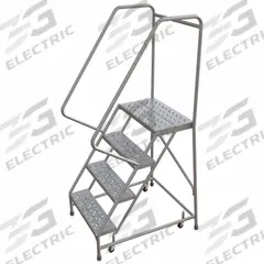 BALLYMORE Rolling Ladder: 3.3 ft Platform Ht, Assembled, Aluminum, Wt-Actuated, Perforated (MPN WLAR104246). Key specifications — Includes Handrails: Handrails Included; Material: Aluminum; Brand: BALLYMORE; Color: Gray.