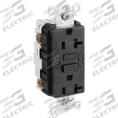 HUBBELL GFCI Receptacle: Duplex, 5-20, Black, GFCI, 125V AC, 20 A, 2 Pole / 3 Wire (MPN GFRWR20BLK) - General Purpose Receptacles
