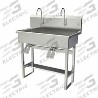 SANI-LAV Wash Station: 45 in Overall Ht, 37 in Bowl Lg, 8 in Bowl Dp, 0.5 gpm Flow Rate, 16 ga (MPN 54FK2.5). Key specifications — Includes Side Splash: Side Splash Not Included; Brand: SANI-LAV.