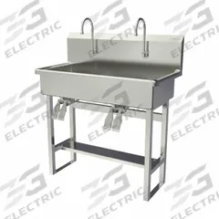 SANI-LAV Wash Station: 45 in Overall Ht, 37 in Bowl Lg, 8 in Bowl Dp, 0.5 gpm Flow Rate, 16 ga (MPN 54FK2.5). Key specifications — Includes Side Splash: Side Splash Not Included; Brand: SANI-LAV.