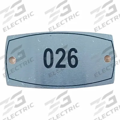 APPROVED VENDOR Locker Number Plate: 2 1/4 in x 1 in, 1 Plates, 26 to 50, Aluminum, Gray - Number Plates
