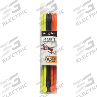 NITE IZE Gear Tie: Assorted, 18 in Lg - Twist-Release Cable Ties