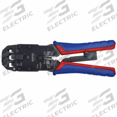 KNIPEX Crimper: For RJ-10/RJ-11/12/RJ-45, Telephone Cable, 7 7/8 in Overall Lg - Modular Data Plug Crimpers