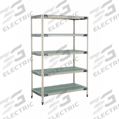 METRO Plastic Industrial Shelving: 24 in x 48 in, 74 in Overall Ht, 5 Shelves - Harsh-Environment Antimicrobial Stationary Plastic Shelving