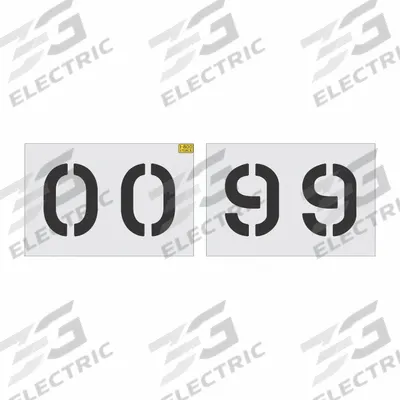 RAE Stencil Set: 00 to 99, 8 in Character Ht, 6 in Character Wd - Plastic Stencil Sets