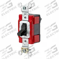 LEVITON Wall Switch: Toggle Switch, Single Pole, Maintained, Black, 120/277V AC, 20 A (MPN M1221-E). Key specifications — Illuminated: No; Voltage Rating: 120/277V AC.