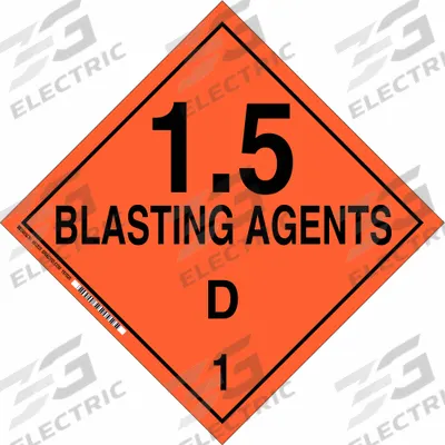 BRADY Container Placard: 1.5 Blasting Agents D 1, 10 3/4 in x 10 3/4 in - Class 1: Explosives