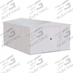 Storage Shed: 123 in W x 163 in D x 76 in H, 755 cu ft, Gray (MPN CLG1014FG). Key specifications — Brand: ARROW STORAGE PRODUCTS; Product Type: Steel Storage Shed; Resistance Properties: Corrosion Resistant; Assembled: Unassembled; Fire Rating: Not Rated; Lockable: Yes.