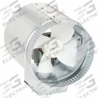 In-Line Duct Fan: 180 cfm Max., 6 in Duct, 7.5 W, 120V AC, 1 Ph, Galvanized Steel (MPN EF-6). Key specifications — Includes: External Junction Box for Easy Wiring; Brand: TJERNLUND; Speed Controllable: Yes; High-Efficiency Motor: No; Nameplate Voltage: 120V AC; Number of Speeds: 1; Airflow @ 0.000 in SP - Range: 0 to 249 cfm; High-Efficiency Motor_Broad: Standard-Efficiency Motor.