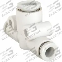 SMC Push-Fit Tee Fitting: 6 mm OD x 6 mm OD x 8 mm OD Size, Polybutylene Terephthalate, White (MPN KQ2T06-08A). Key specifications — Brand: SMC.