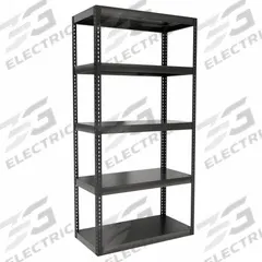 HALLOWELL Boltless Shelving: Standalone, Extra-Heavy-Duty, 48 in x 24 in, 96 in Overall Ht, Steel (MPN HCR482496-5ME). Key specifications — Finish: Powder Coated; Maximum Post Load Capacity: 6,000 lb with Beams Evenly Spaced at 21 in; Decking Material: Steel; Color: Black; Beam Profile: Angle; Brand: HALLOWELL; Side Panel: Open.