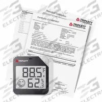 TRIPLETT Desktop Temperature & Humidity Meter: 0%to 99% Humidity Range, Humidity/Temp, Built-In (MPN RHT27BT-NIST). Key specifications — Primary Scale: Humidity/Temperature; Display Type: Digital; Brand: TRIPLETT.