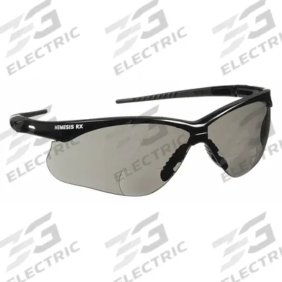 KLEENGUARD Reader Safety Glasses: Gray Lens Color, Wraparound Frame, Bottom - Padded Comfort-Fit Reader Safety Glasses