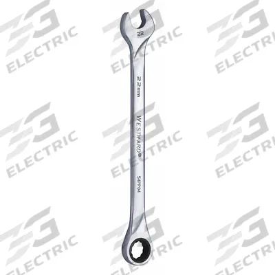 WESTWARD Combination Wrench: Alloy Steel, Chrome, 22 mm Head Size, 13 in Overall Lg - Metric 12-Point Ratcheting Combination Wrenches