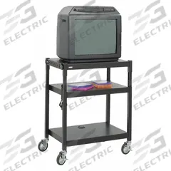 SAFCO Media Cart: Black, 36 1/2 in Overall Ht, 27 1/4 in Overall Wd, 18 1/4 in Overall Dp, 3 Shelves (MPN 8932BL)