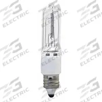 GE LAMPS Halogen Bulb: Halogen, Miniature Candelabra Screw (E11), (T) Tubular, T4, 130V AC, White (MPN Q250CL/MC-130V). Key specifications — attr923609: White; attr923593: T4; attr916823: GE LAMPS; attr923634: 130V AC.