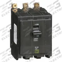 SQUARE D Miniature Circuit Breaker: 15 A, 120/240V AC, Three Phase, 10kA at 120/240V AC, 3 Poles (MPN QOB315). Key specifications — Phase: Three; Amps: 15 A; AC Voltage Rating: 120/240V AC; Max. AIR Rating: 10kA at 120/240V AC; For Use With: Square D NQOD Panelboards; Brand: SQUARE D.