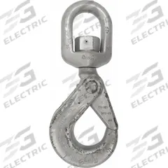 CROSBY Self-Locking Hook: 12,000 lb Working Load Limit, 100 Hook Grade, Alloy Steel, Swivel, Plain (MPN 1004331). Key specifications — Color: Silver; Brand: CROSBY; Visual Indicator Markings: Deformation & Max Angle.