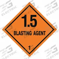 STRANCO INC DOT Container Label: 1.5 Blasting Agent, 4 in x 4 in, 4 in Label Ht, 4 in Label Wd (MPN HMSL-0101-V250). Key specifications — Brand: STRANCO INC; Message: 1.5 Blasting Agent.