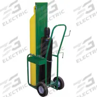 SAFTCART Cylinder Hand Truck: 400 lb, Back to Back, 2 Cylinder, 20 in W x 20 in D Nose Plate (MPN 600-10FW). Key specifications — Brand: SAFTCART; Color: Green; Securing Mechanism: Chain.