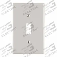 HUBBELL Wall Plate: Toggle, 1 Gang, Almond, Std Size (MPN P1LA). Key specifications — Brand: HUBBELL; Material: Polycarbonate.