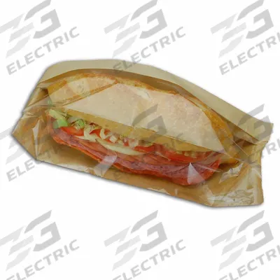 READY FRESH Window Sandwich Bag: 4 1/4 in Wd, 2 1/4 in Dp, Kraft Paper/OPP, Heat Sealable - Paper Window Sandwich Bags