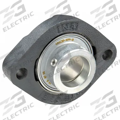 INA 2 Bolt Flange Bearing: Radial Ball, 20 mm Bore, Cast Iron, Eccentric Collar - General Purpose Flange-Mount Ball Bearings