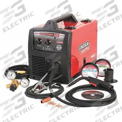 LINCOLN ELECTRIC MIG Welder: Easy-MIG 140, MIG/Flux-Cored Pack (MPN K2697-1). Key specifications — Input Voltage (Nominal) (Merch - Table Column, Filters): 120V; Max. Wire Diameter: 0.035 in (Solid).