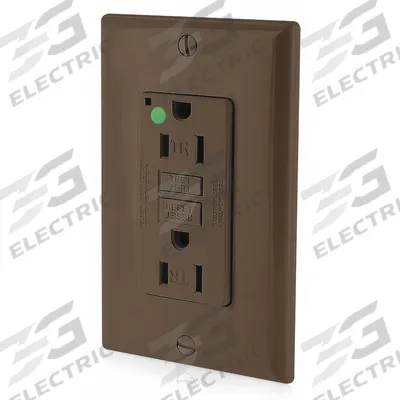LEVITON GFI Receptacle: Hospital Grade Fed. Spec., Decorator Duplex, 5-15R, Brown, GFCI - General Purpose Receptacles