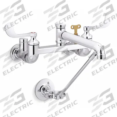 KOHLER Laundry Sink Faucet: Wall, Centerset, Brass, Polished Chrome, 13.5 gpm Flow Rate - Widespread Utility Faucets