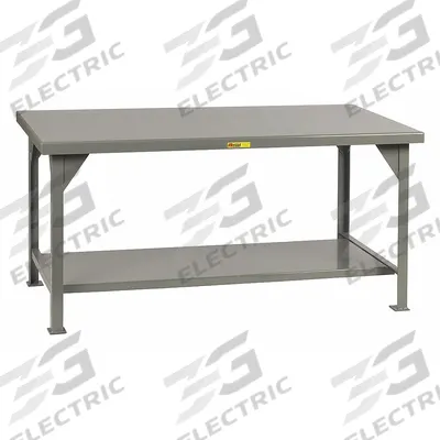 LITTLE GIANT Workbench: Fixed Ht, Steel, 72 in x 30 in, 10,000 lb Overall Load Capacity - Workbenches with Lower Shelves