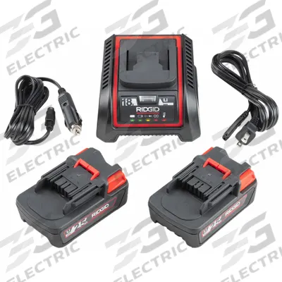 RIDGID Battery and Charger Kit: 2.5 Ah, 2 Batteries Included, Tabless - RIDGID Cordless Plumbing Tool Batteries